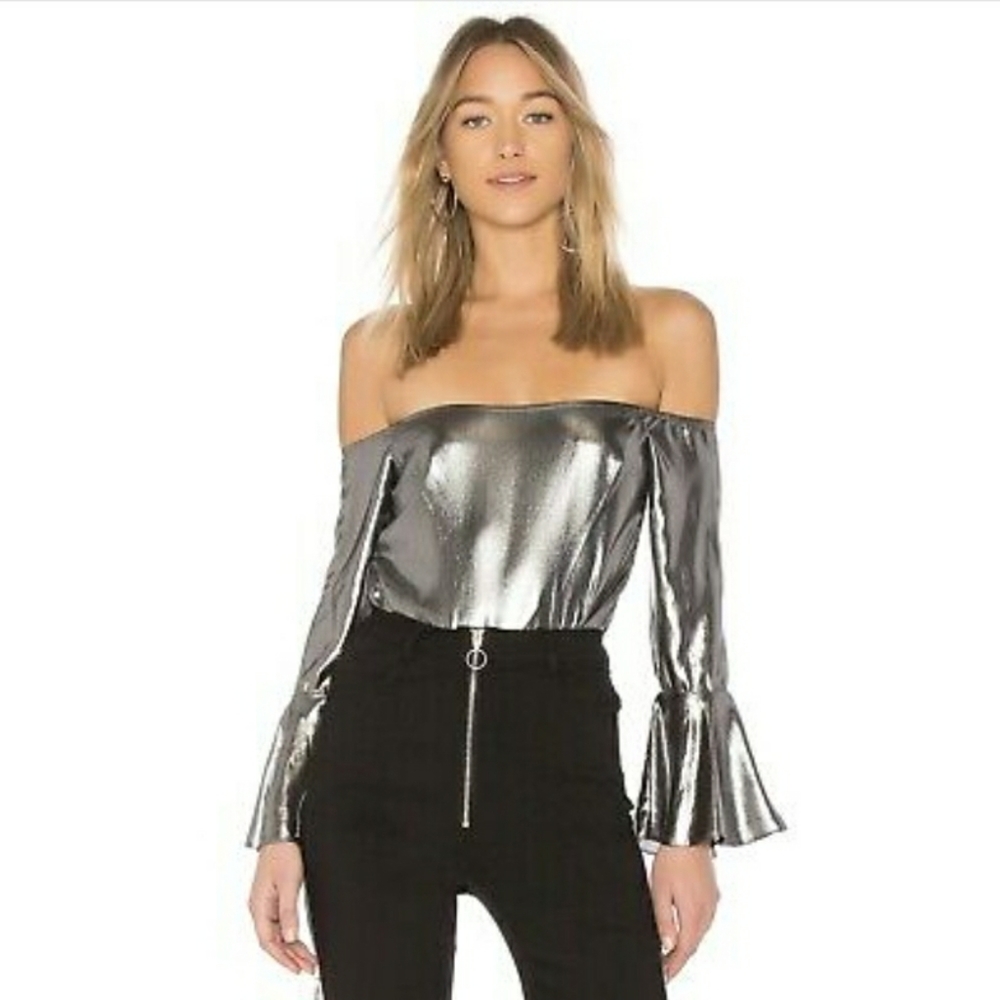 REVOLVE Privacy Please silver bodysuit (thong)